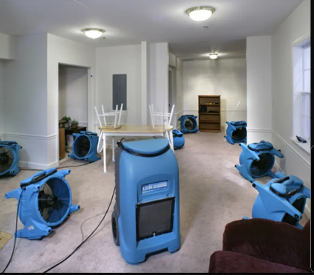 Air movers and dehumidifier setup for Water Damage Restoration in Snowflake